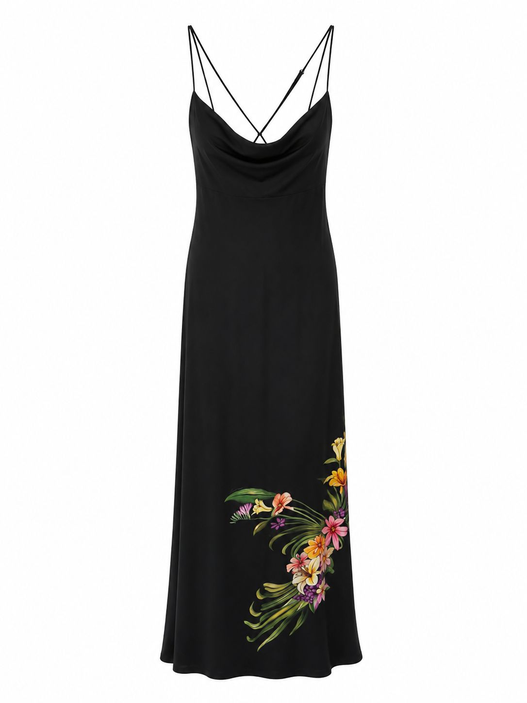 Vestido Longo Pássaro Em Flor