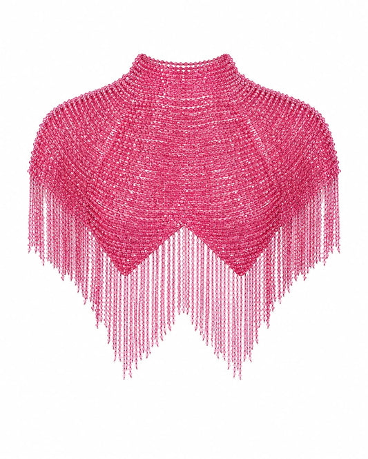 Top Brilho Capa Gola Rosa