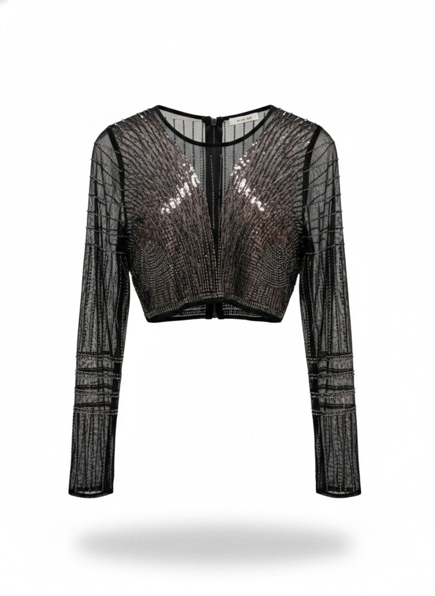 Blusa de paetê com brilho da Wanessa Lopez Concept, detalhes de tecido brilhante e acabamento elegante.