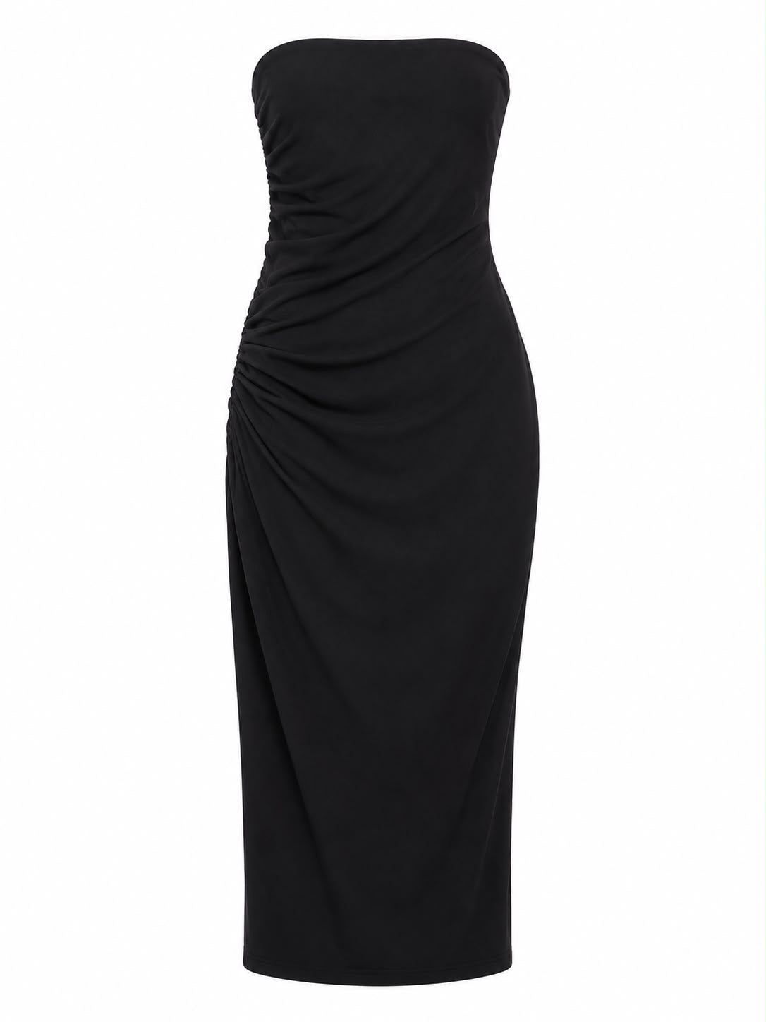 Vestido sem Alça Pregas Tomara que Caia