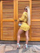 FARM blazer featuring a vibrant Abacaxi Cobogo pattern, showcasing a stylish design and tailored fit.