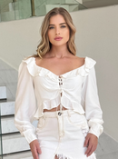 Colorful Blusa Ana Maria by FARM, featuring a floral pattern and lightweight fabric, ideal for casual wear.