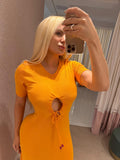 Vestido Gota Frontal Laranja