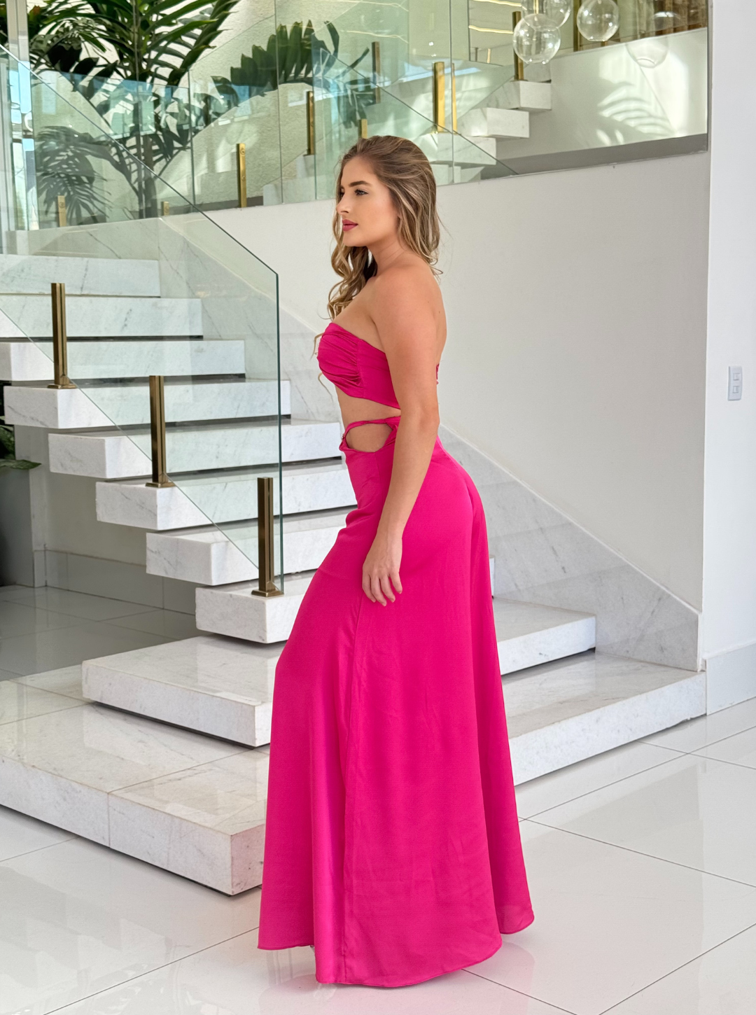 Conjunto Jade Rosa da Lopz, peça feminina com detalhe em tom rosa, ideal para looks elegantes e modernos.