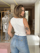 Short black leopard print vest by Wanessa Lopez Concept, featuring a stylish design with a modern cut and bold pattern.